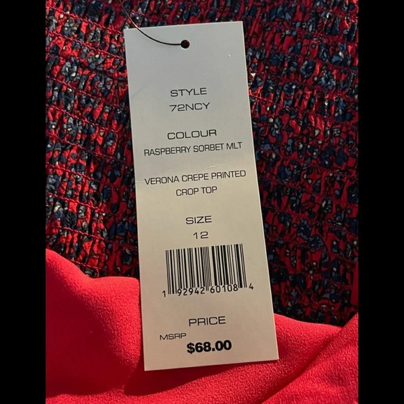 French CONNECTION Crop Tank Top in Raspberry Sorbet, Size 12, NWT - Picture 10 of 11